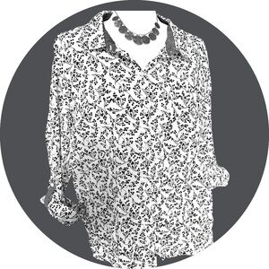 Tommy Hilfiger Women’s Floral Shirt | Size XL | Black and White| 100% Cotton